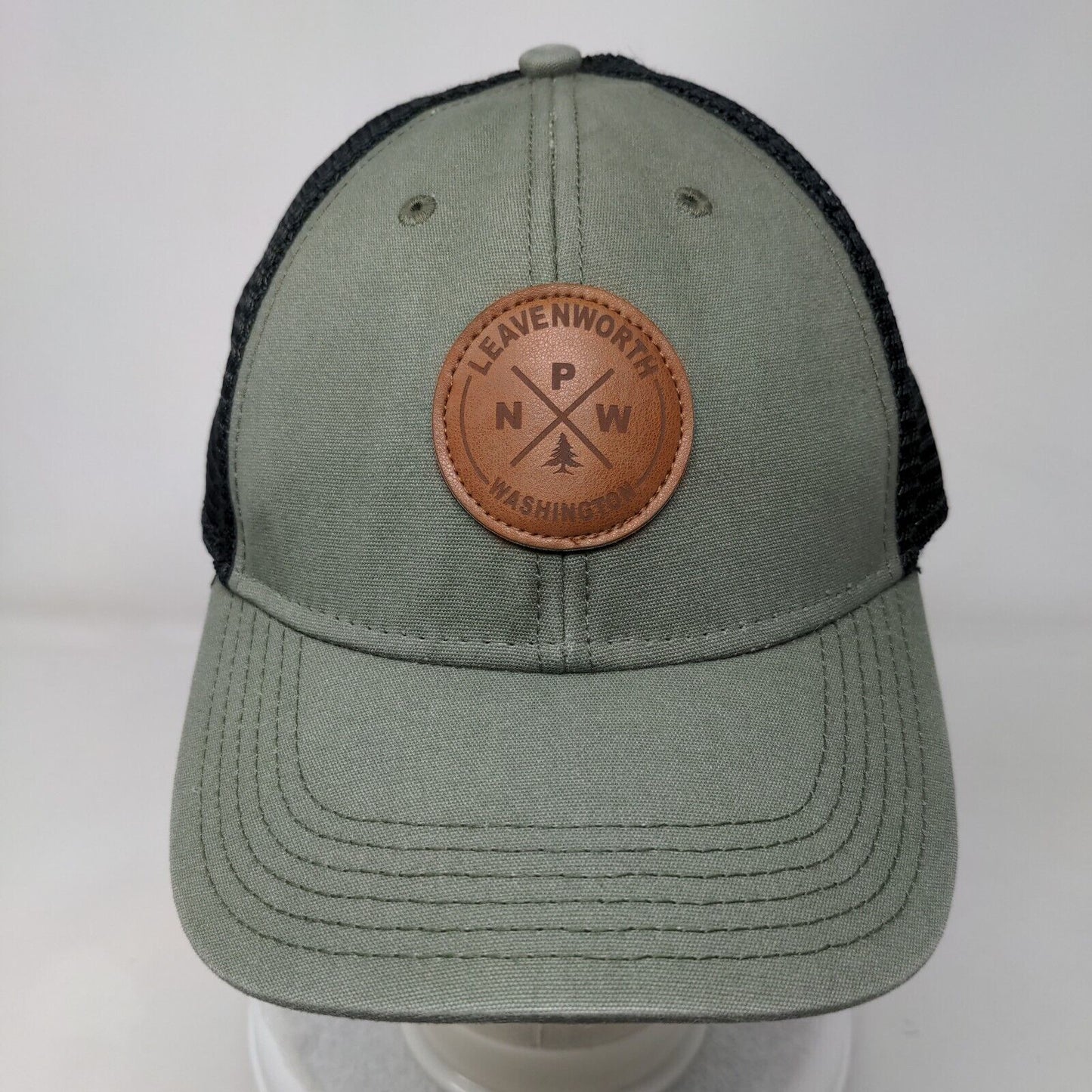 Leavenworth Washington Snapback Trucker Hat Multi One Size Leather Patch
