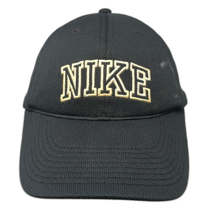 Nike Baseball Cap Black One Size Strapback Gold Embroidered Collegiate Logo Hat