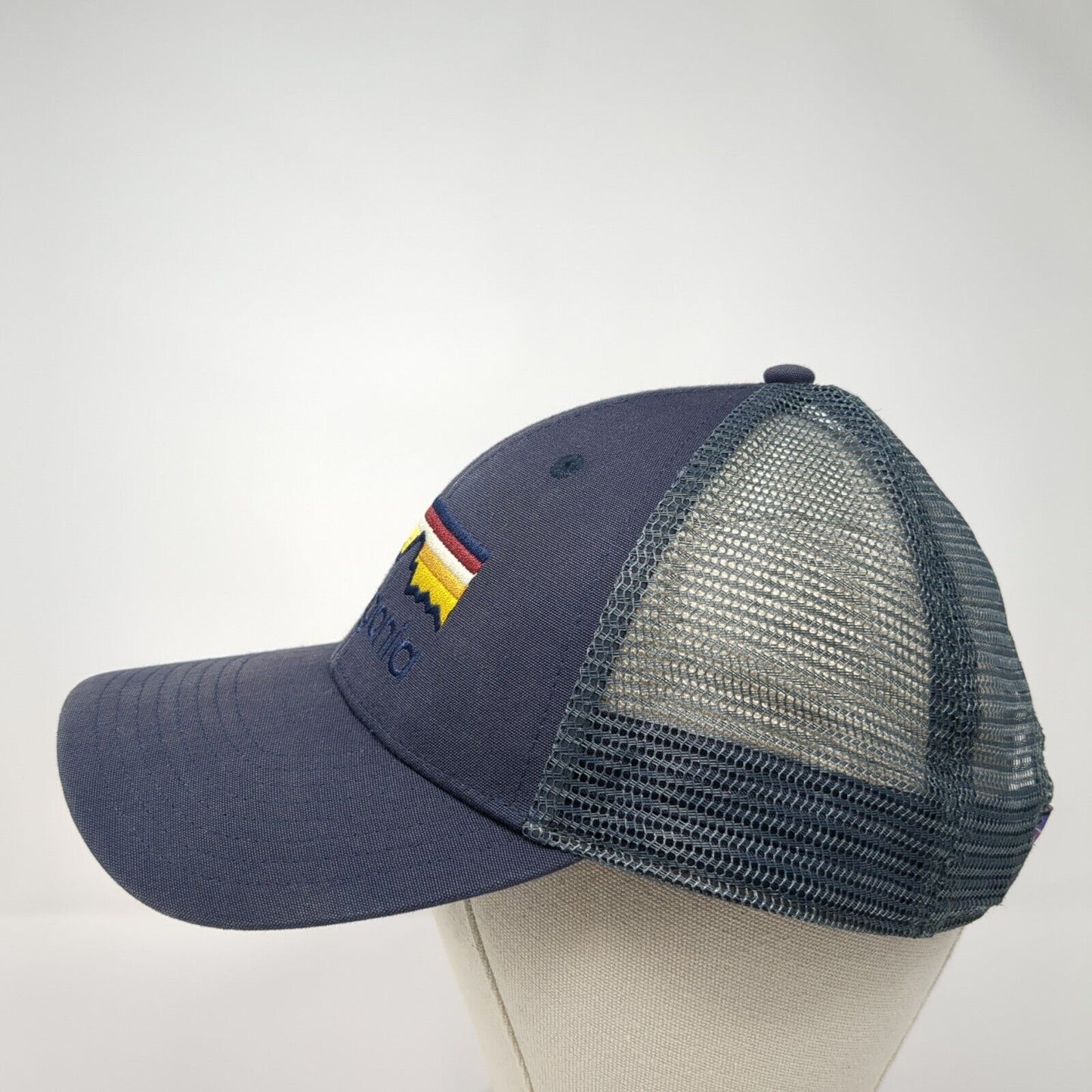 Patagonia Line Logo Snapback Trucker Hat Blue One Size Mesh Back Embroidered