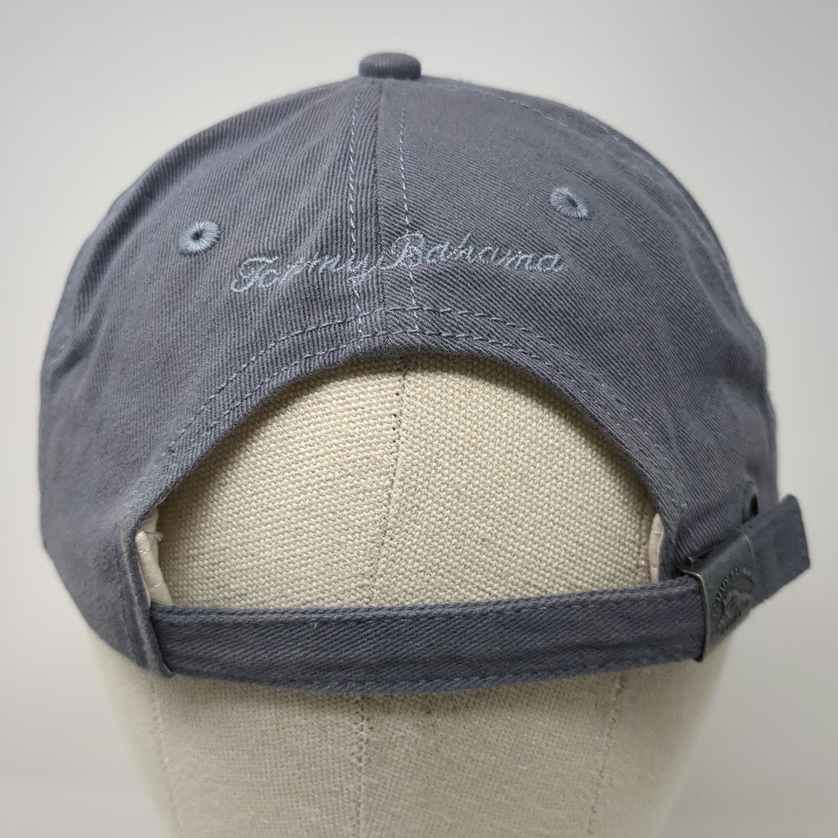 Tommy Bahama Baseball Cap Gray One Size Pink Underbrim Marlin Logo Slideback Hat