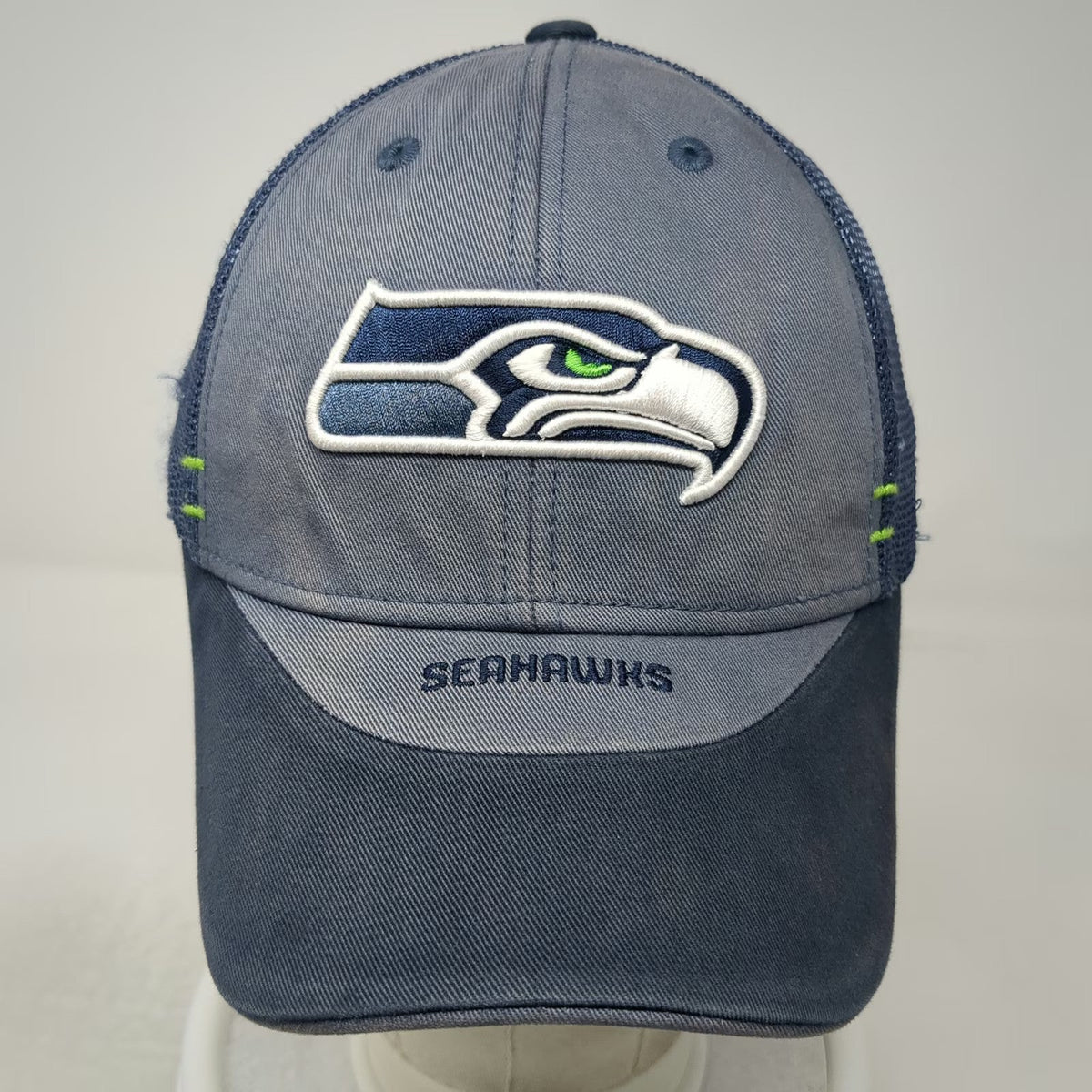 Seattle Seahawks NFL Reebok Cap Blue One Size Mesh Back Curved Brim Logo Shield