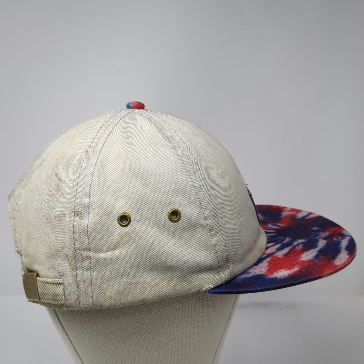 Benny Gold Baseball Cap Beige OSFM Tie-Dye Brim Slideback Flat Bill Patch Hat