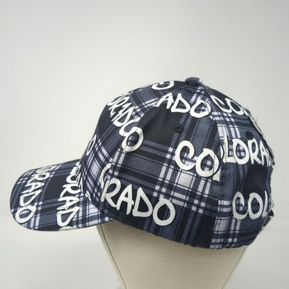 Robin Ruth 5 Panel Blue White Colorado Allover Print Plaid One Size Logo Hat