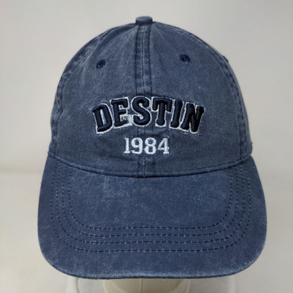 Destin 1984 Strapback Hat Blue One Size Adjustable Embroidered Lucky 7 Cotton