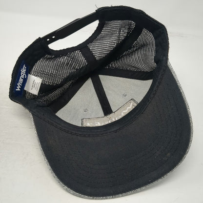 Wrangler Trucker Hat Gray One Size Snapback Mesh Back Logo Patch Heathered