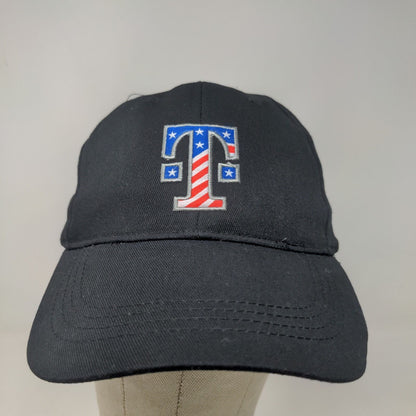 T Mobile Men's Strapback Hat Black Embroidered Patriotic Logo Adjustable