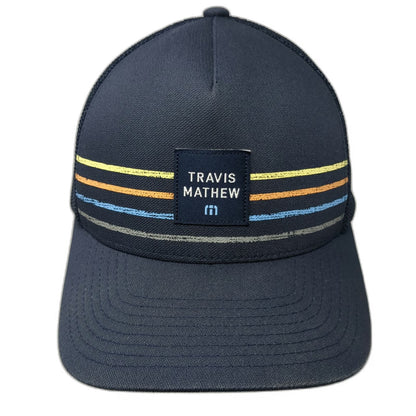 Travis Mathew Trucker Hat Blue One Size Snapback Mesh Horizontal Stripes Golf