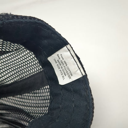Camp Chef Trucker Hat Black One Size Mesh Back Embossed Leather Patch Snapback