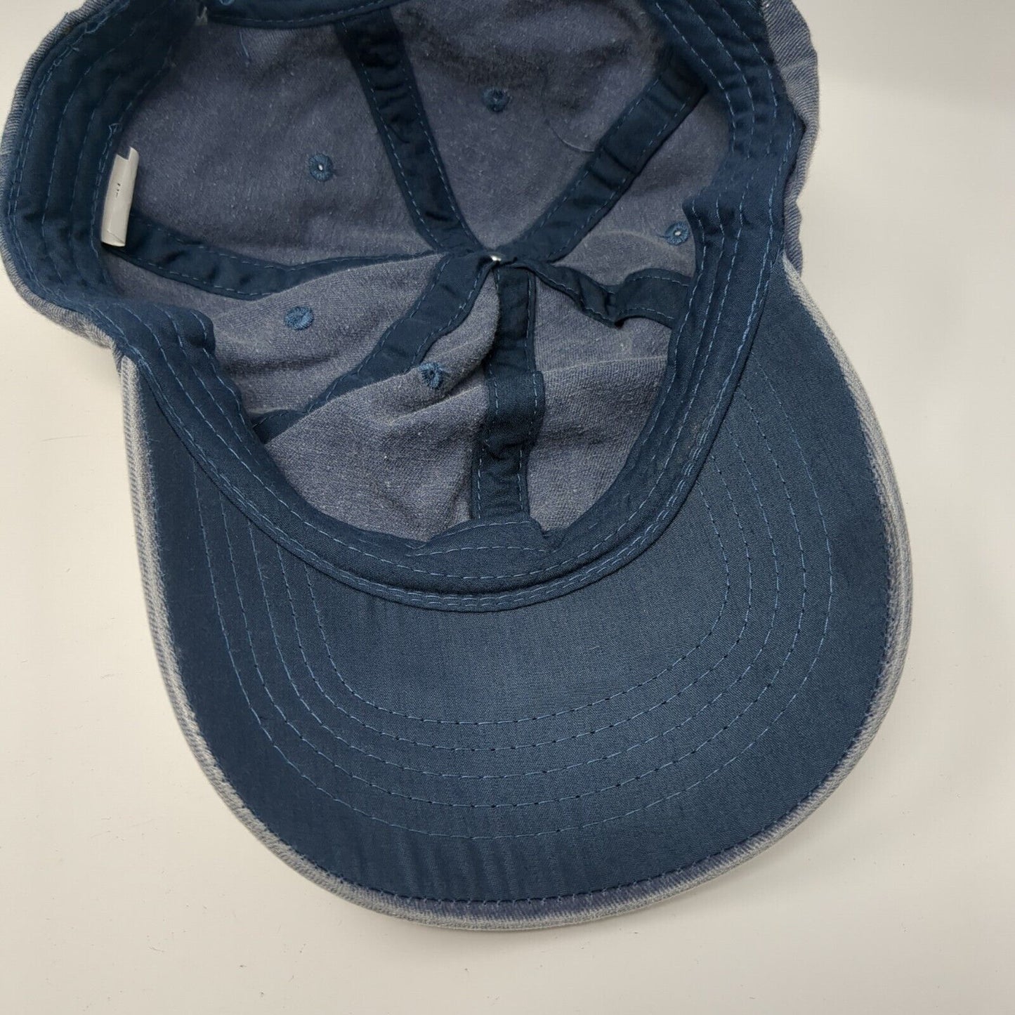 Unbranded Strapback Hat Blue One Size Adjustable Vented Holes Denim Blank