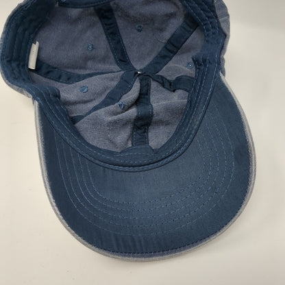 Unbranded Strapback Hat Blue One Size Adjustable Vented Holes Denim Blank
