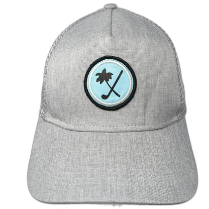 Walter Hagen Trucker Hat Gray One Size Golf Mesh Snapback Palm Tree Logo 5 Panel