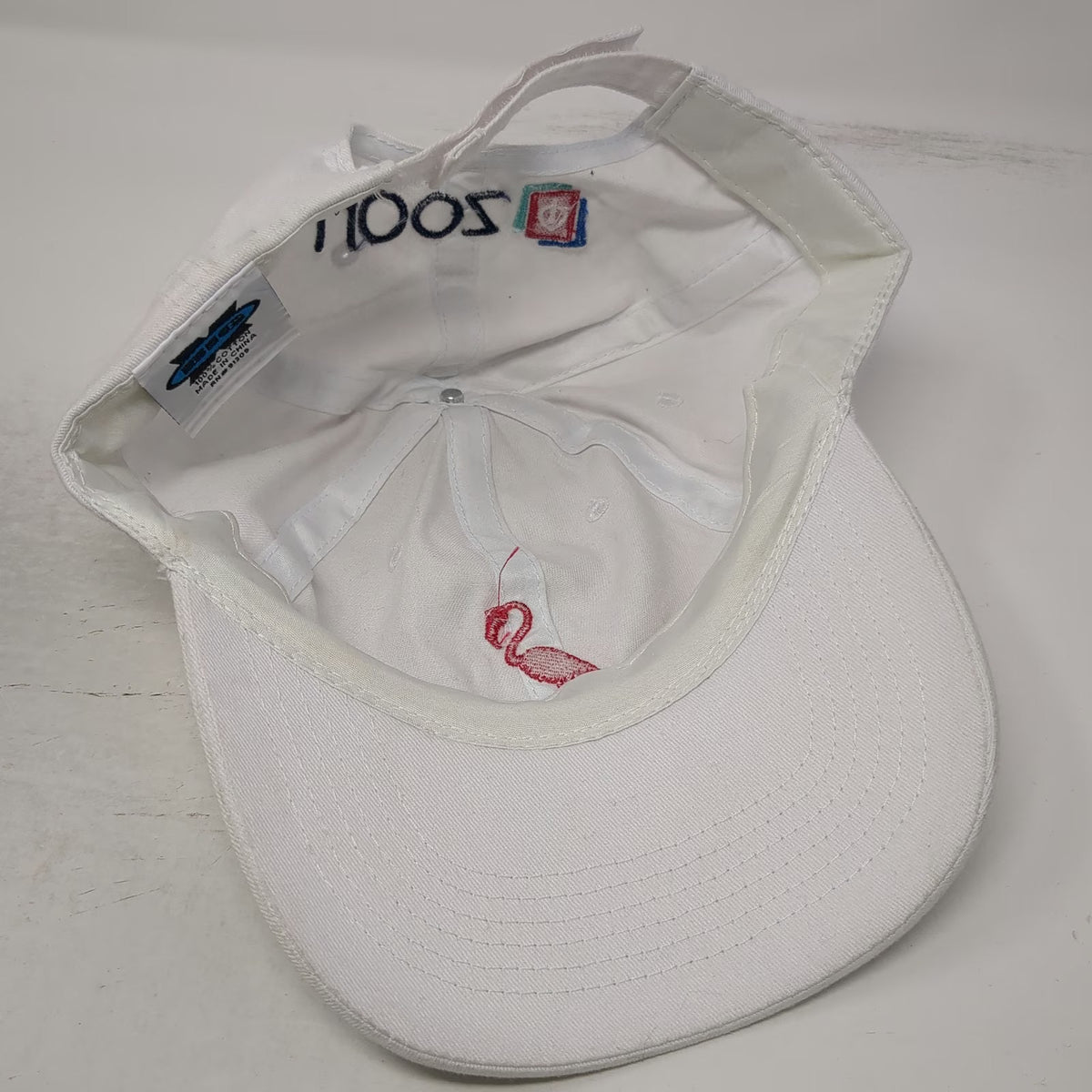 Big Baseball Cap White One Size Flamingo Yooz Logo Strapback Cotton Hat