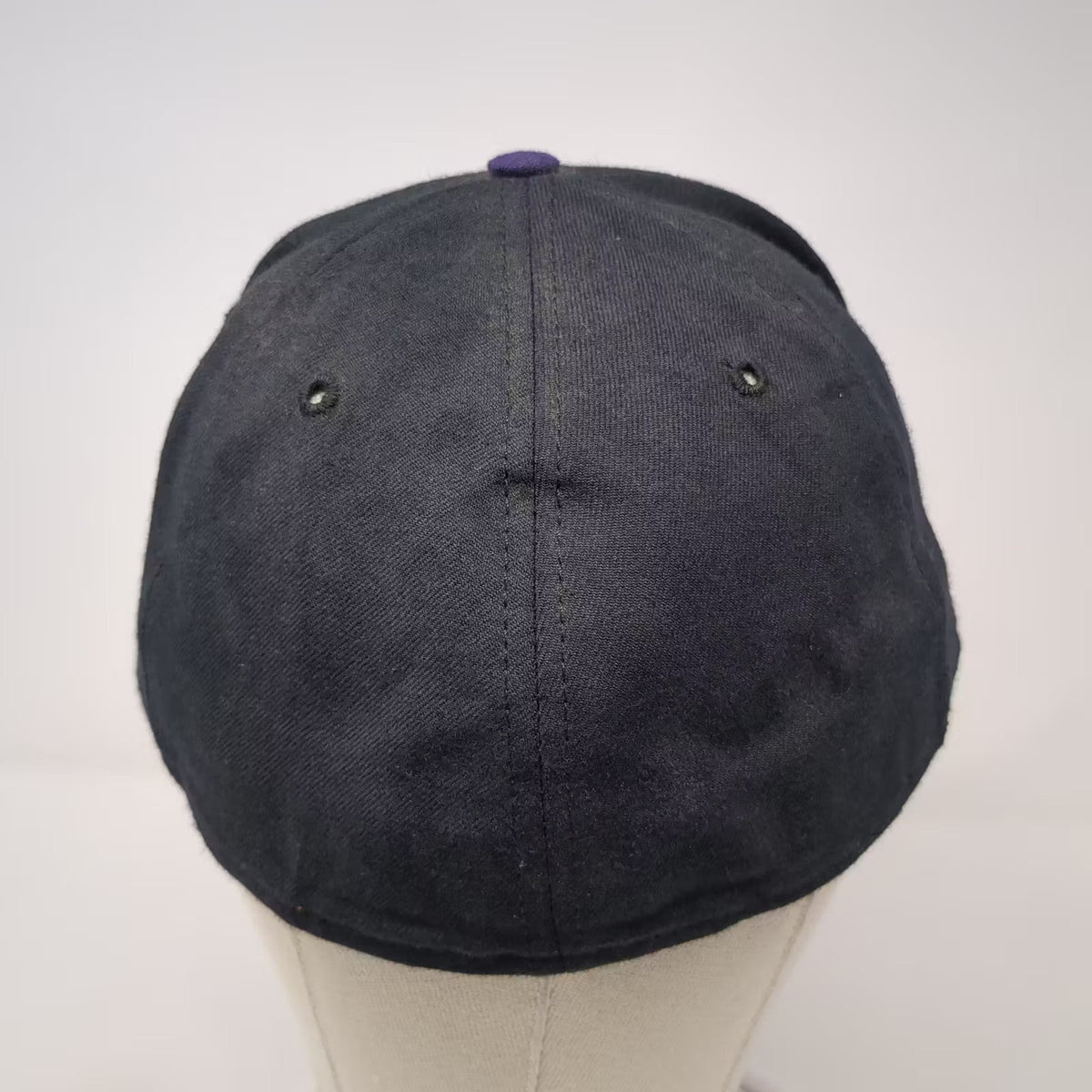 New Era BC Logo Pro Model Fitted Hat Black Purple Size 7 1/2 USA Made Vintage