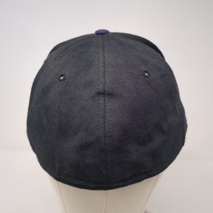 New Era BC Logo Pro Model Fitted Hat Black Purple Size 7 1/2 USA Made Vintage