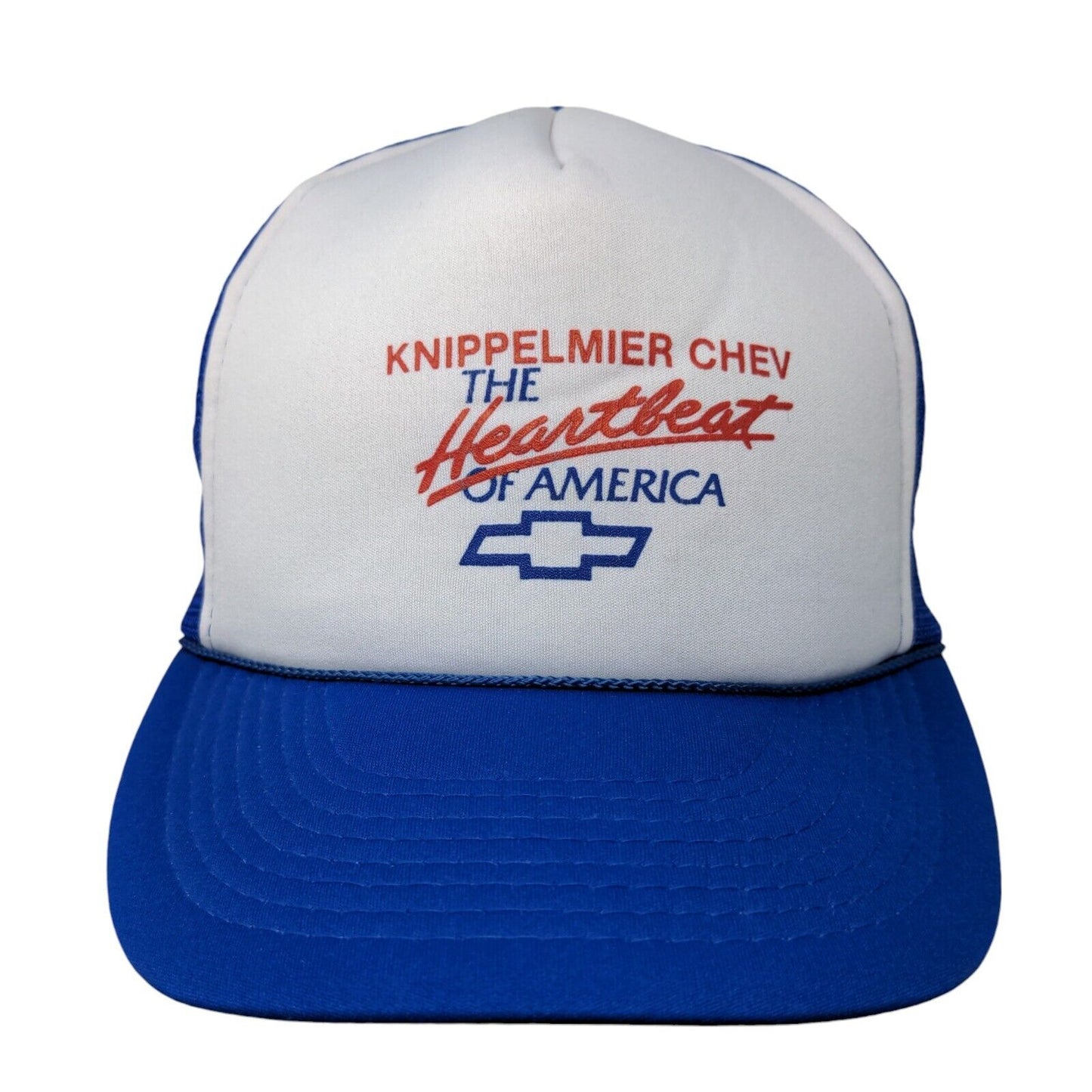 Knippelmier Chev The Heartbeat of America Mesh Back Rope Trucker Hat Blue OSFA