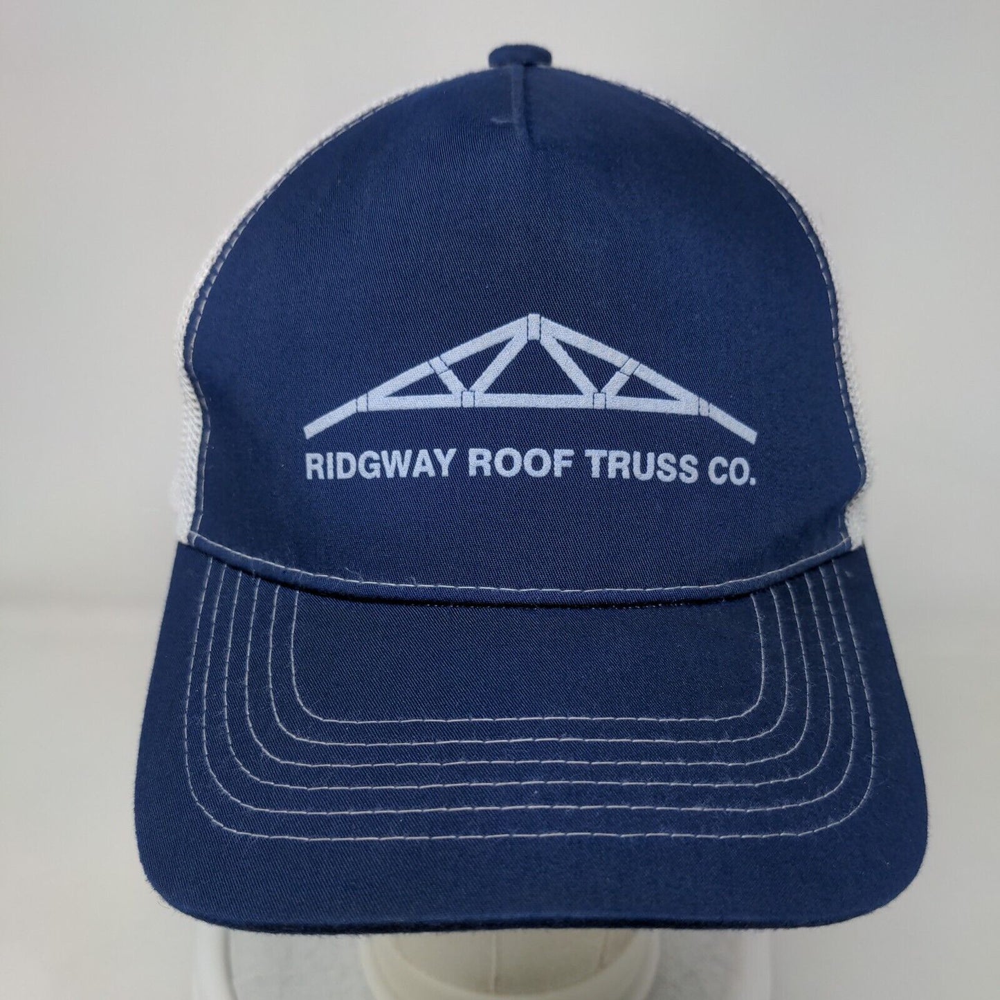 Ridgway Roof Truss Co. Snapback Trucker Hat Blue One Size Mesh Back Cobra