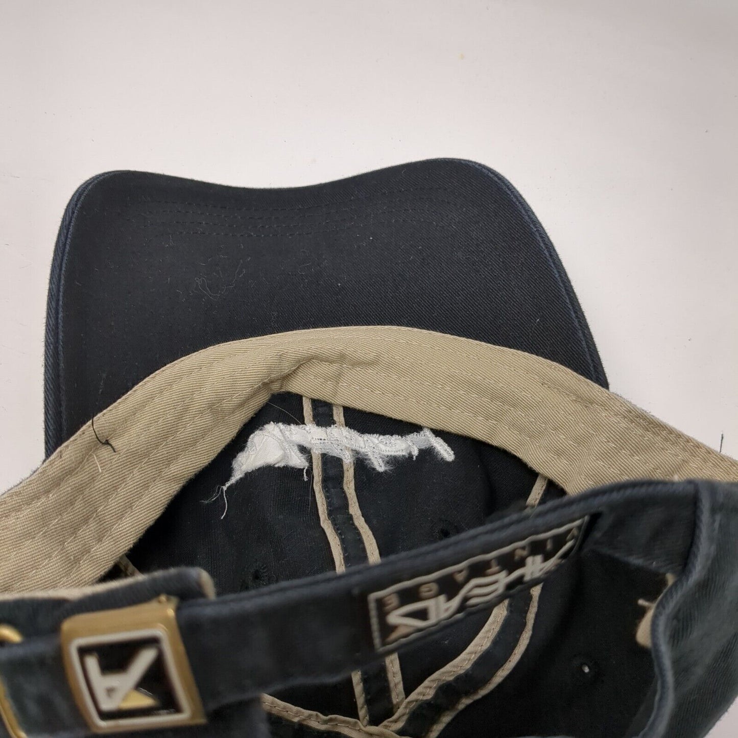 Whitetail Slideback Hat Black OSFA Adjustable Embroidered 6 Panel Ahead Vintage
