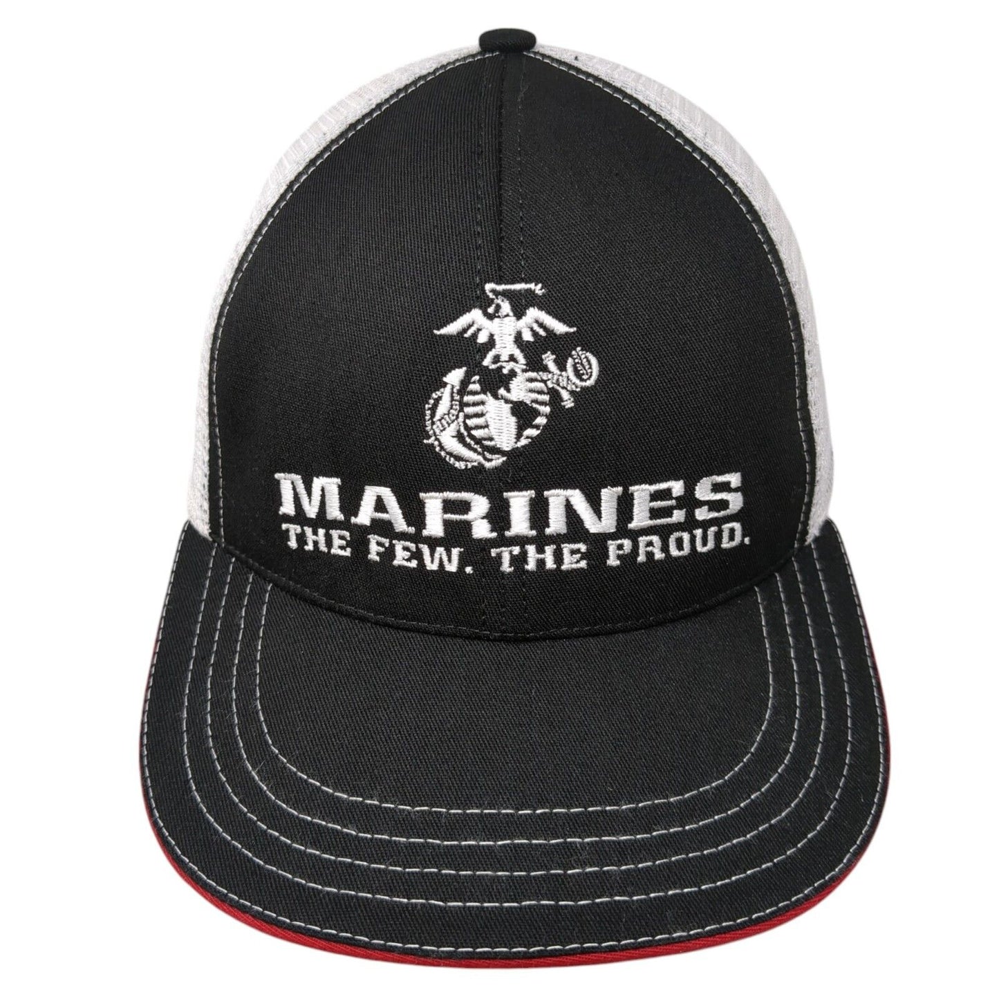 Marines The Few The Proud Snapback Trucker Hat Black One Size Mesh Back