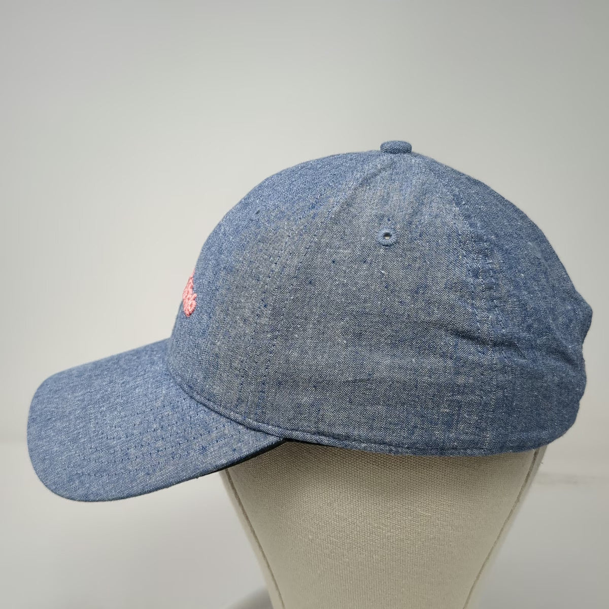TaylorMade Baseball Cap Blue Pink One Size Cotton Chambray Logo Slideback Hat