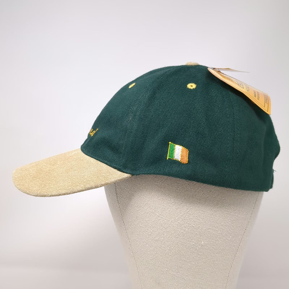 Allcraft Baseball Cap Green Beige Gold One Size Ireland Shamrock Suede Brim hat