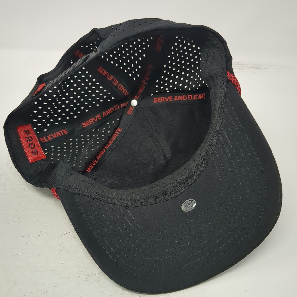 PROS Trucker Hat Black One Size Rope PVC Patch Perforated Snapback Serve Elevate