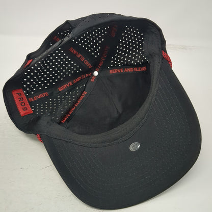 PROS Trucker Hat Black One Size Rope PVC Patch Perforated Snapback Serve Elevate