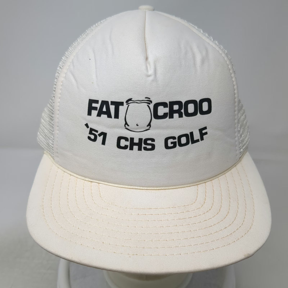 Sportcap Trucker Hat White One Size Mesh Golf Fat Croo 51 CHS Snapback Foam Logo