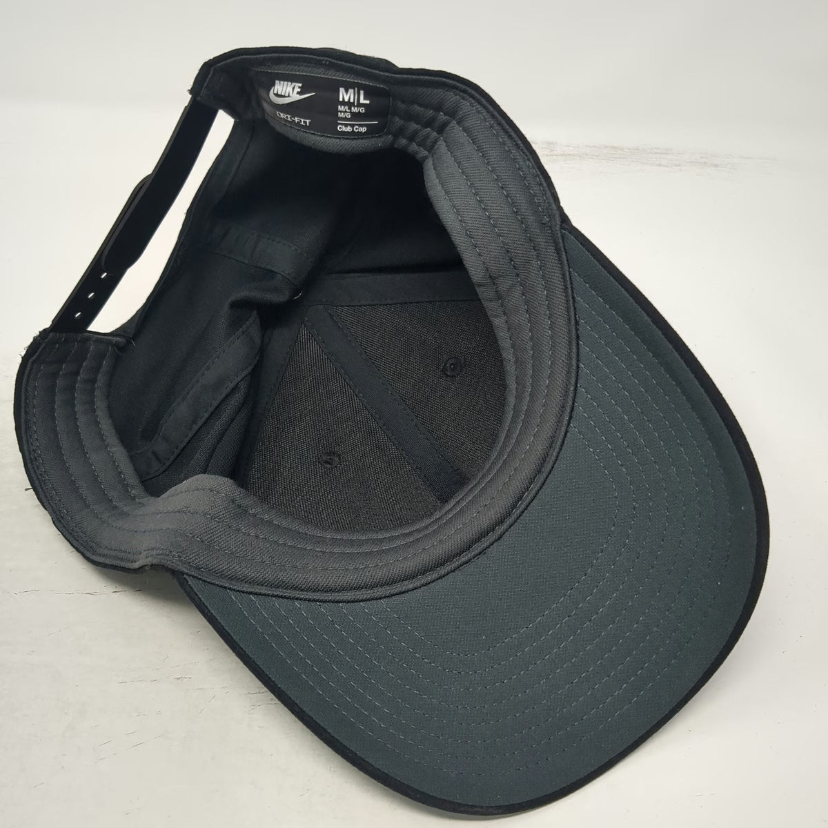 Nike Snapback Hat Black White Gray L Dri-FIT Swoosh 6 Panel Club Cap Athletic