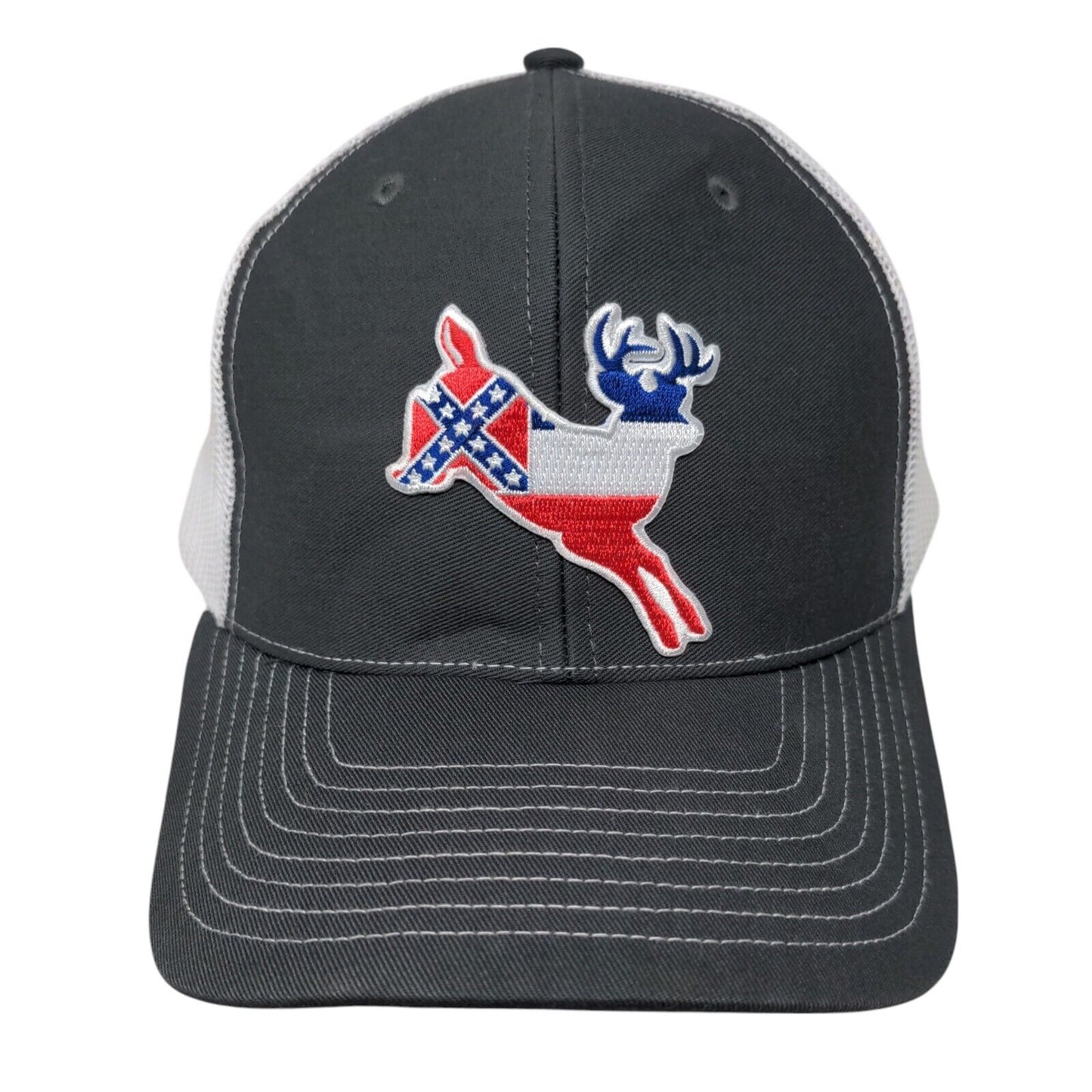 White-Tailed Deer Snapback Trucker Hat Gray OS Mesh Back W/Tags Richardson