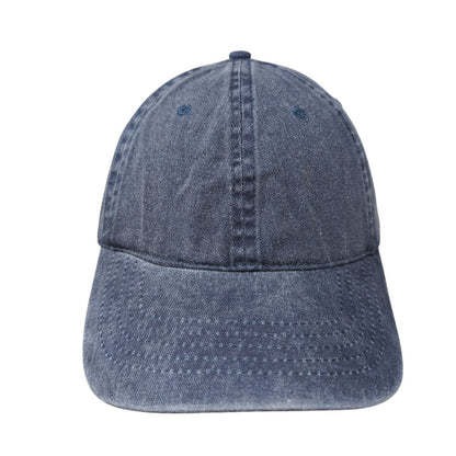 Unbranded Strapback Hat Blue OSFM Adjustable Vented Holes 6 Panel Denim Blank