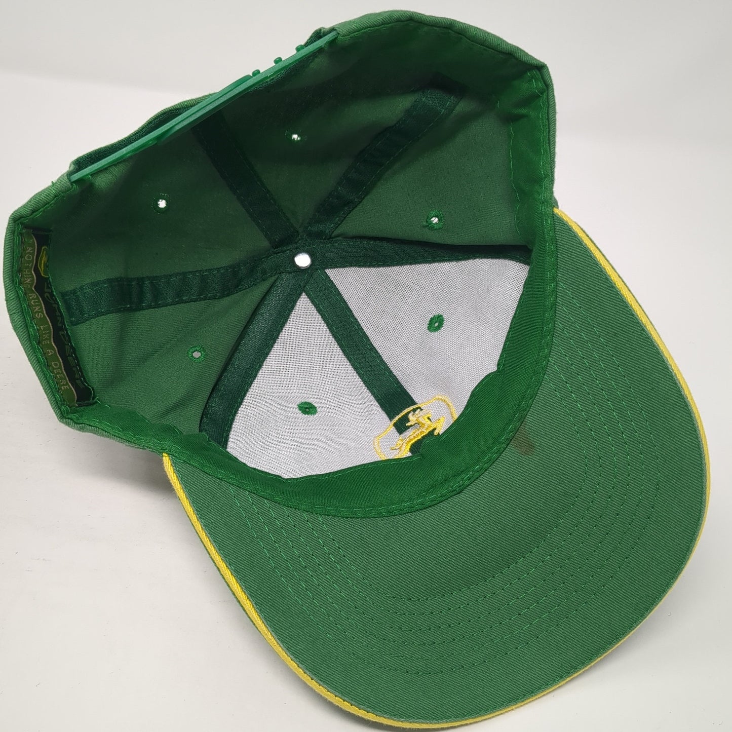 John Deer Snapback Hat Green One Size Adjustable Embroidered Vented Holes