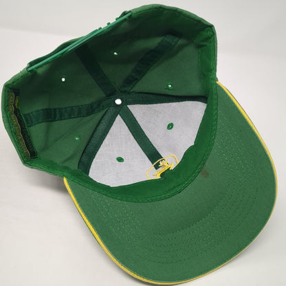 John Deer Snapback Hat Green One Size Adjustable Embroidered Vented Holes