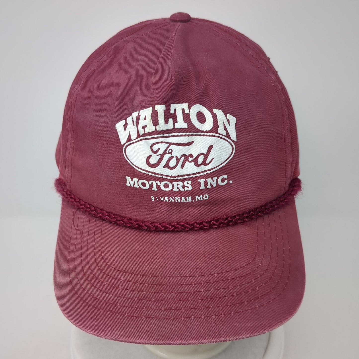 Walton Motors Ford Snapback Rope Hat Red One Size Adjustable Four Seasons