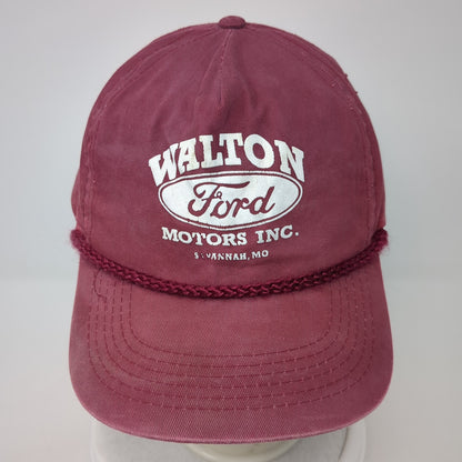 Walton Motors Ford Snapback Rope Hat Red One Size Adjustable Four Seasons