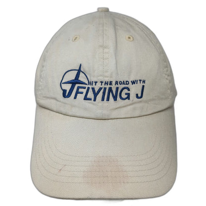 Flying J Baseball Cap Beige One Size USA Flag Hit The Road Strapback Hat