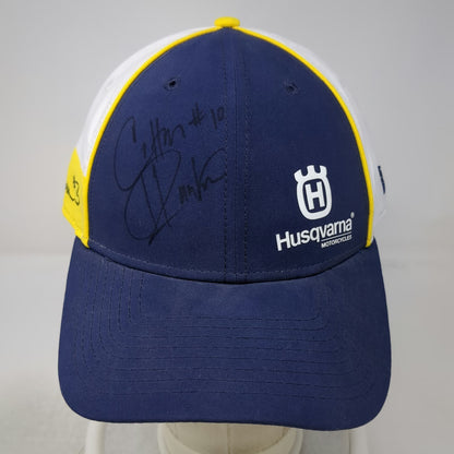 New Era Snapback Hat Blue White Yellow One Size Husqvarna Signed Colton Haaker