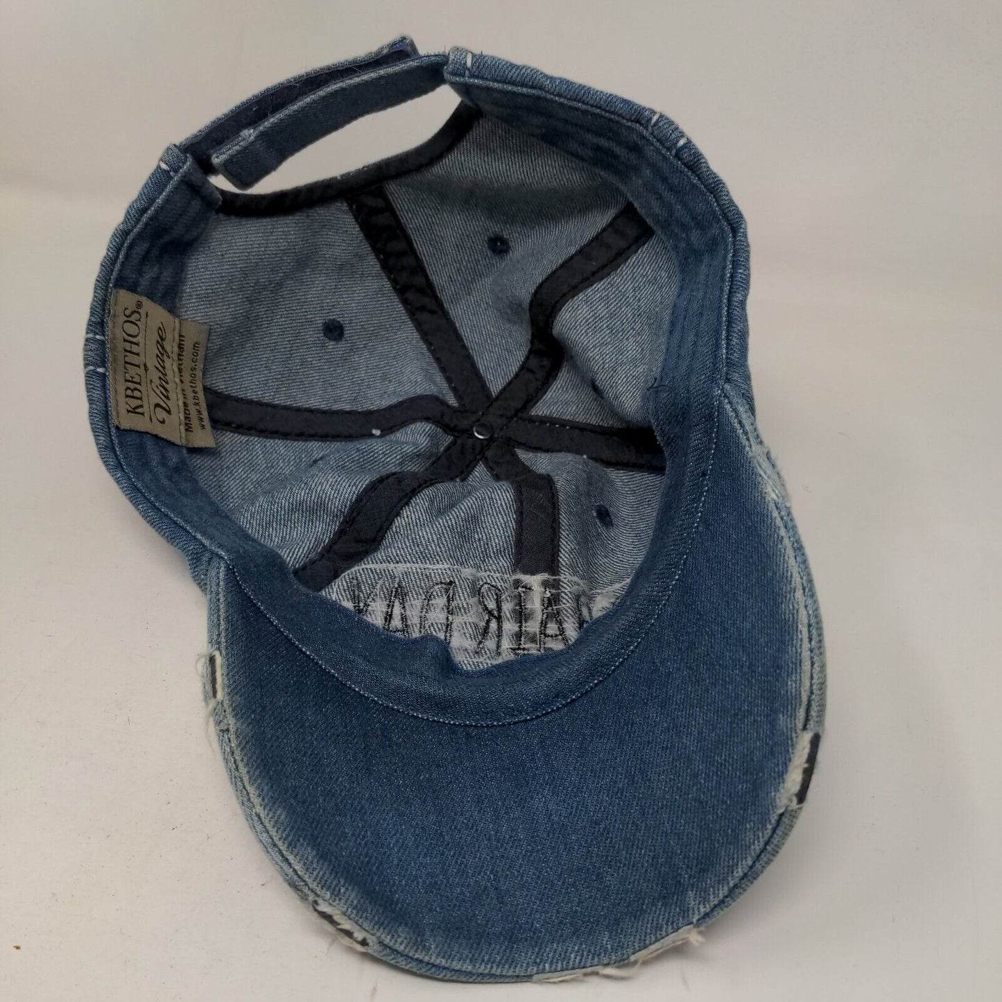 Bad Hair Day Strapback Hat Blue One Size Distressed Adjustable Vintage