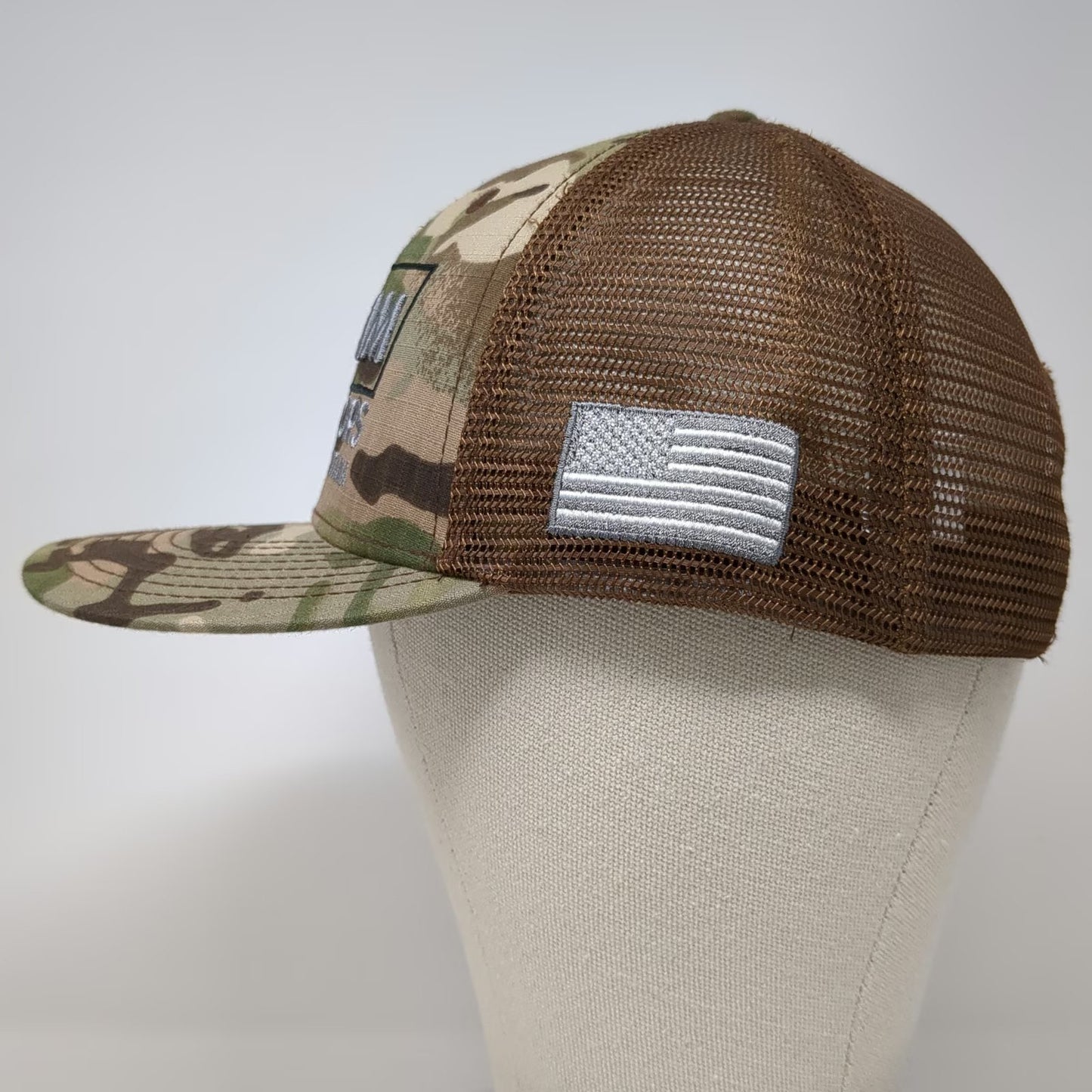 VI AM Outdoors Trucker Hat Green Snapback One Size Bozeman Montana American Flag
