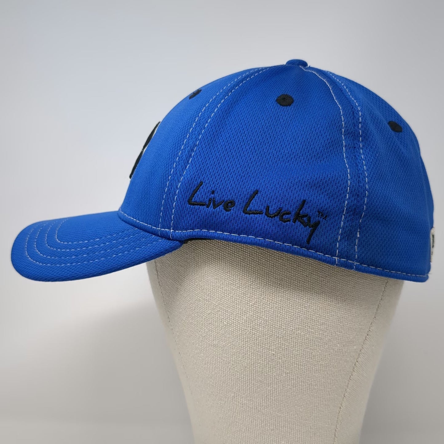 Black Clover Baseball Cap Blue XL A-Flex Stretch Fit Live Lucky Four Leaf Hat