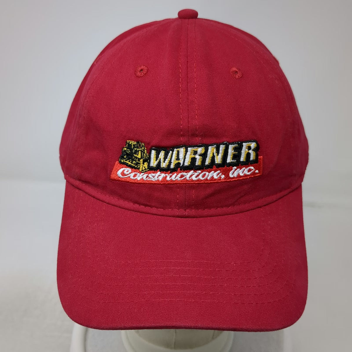 Port & Company Baseball Cap Red OSFM Warner Construction Hat Excavator Graphic