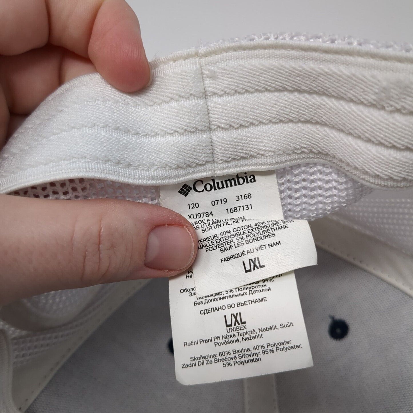 Columbia Unisex Fitted Trucker Hat Blue Size L/XL Lightweight Mesh Back 6 Panel