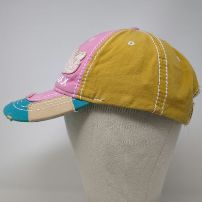 Cotton & Beach Baseball Cap Pink Blue Yellow One Size Riviera Maya Distressed