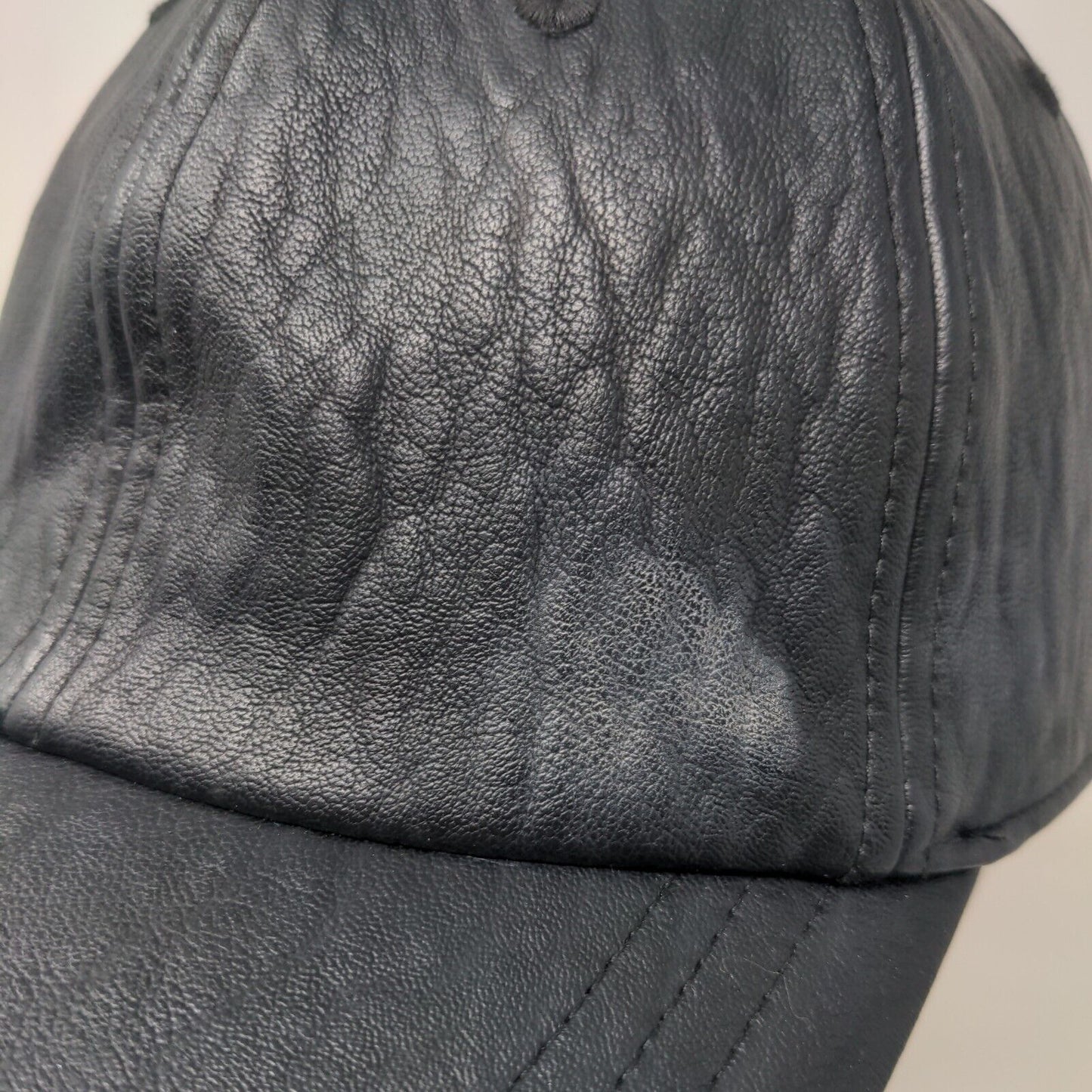 A New Day Fitted Vegan Leather Hat Black One Size 6 Panel Blank