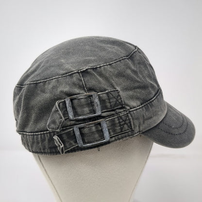 Army Cap Gray One Size Side Buckles Elastic Back Faded Cotton Military Hat