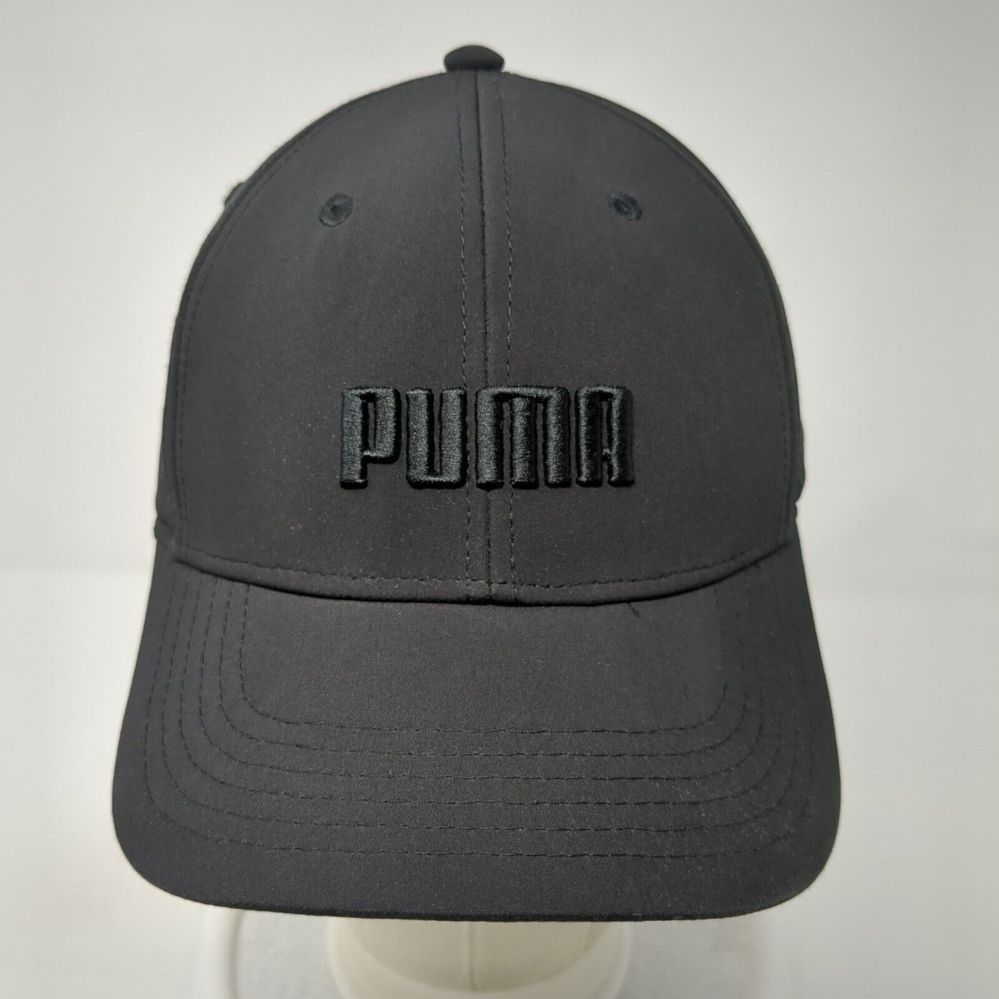 PUMA Fitted Hat Black One Size Stretch Embroidered Logo Vent Holes