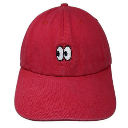 City Hunter Baseball Cap Red One Size Slideback Cotton Cartoon Eyes Graphic Hat