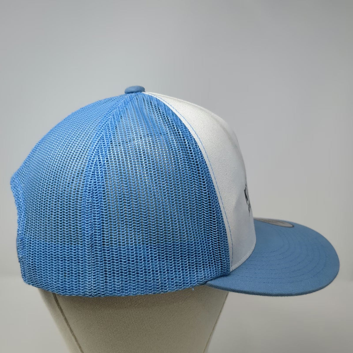 Yupoong Trucker Hat Blue White OSFM Keep Spills At Bay Prevention Mesh Snapback