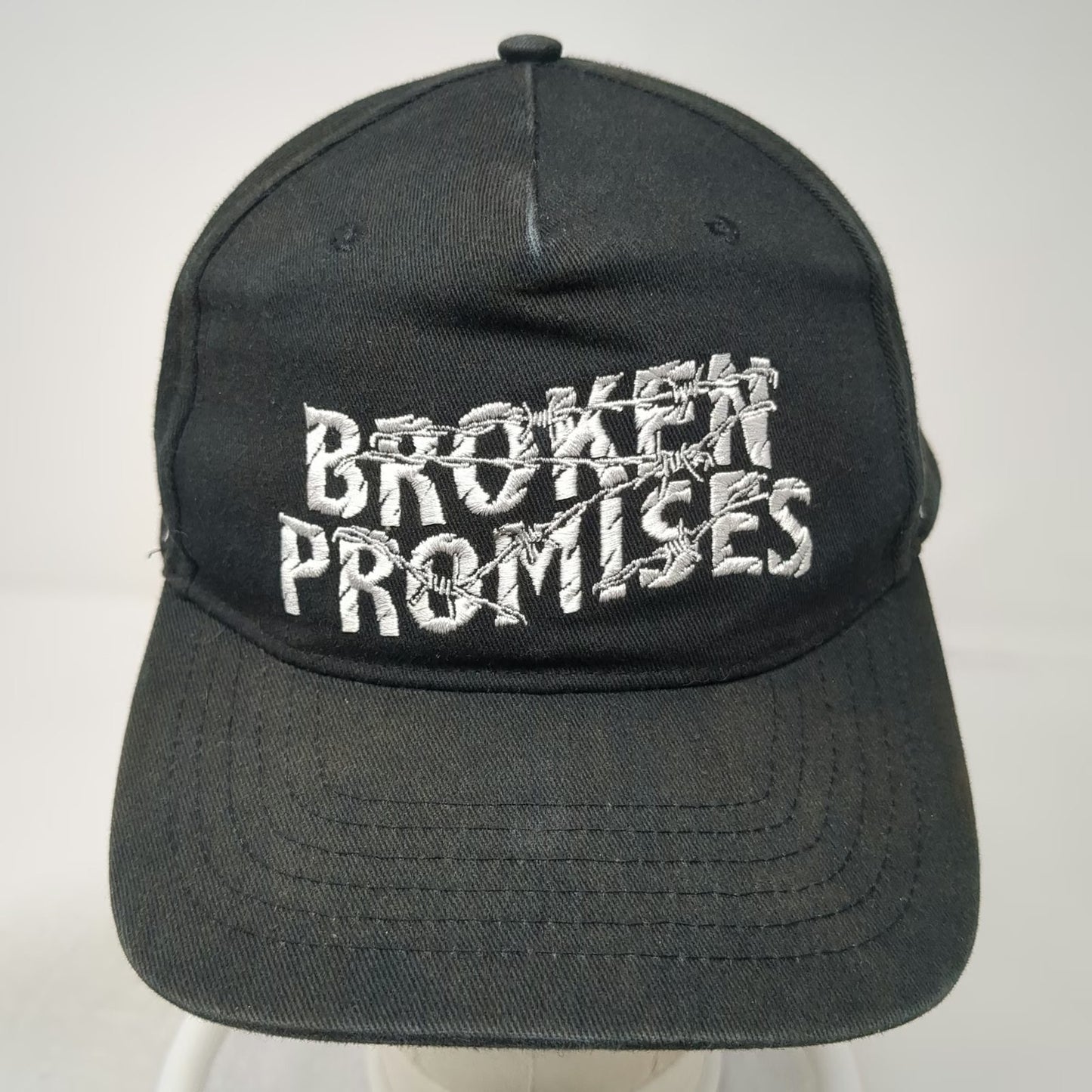 Broken Promises 5 Panel Black One Size Barbwire Embroidered Snapback Hat Logo