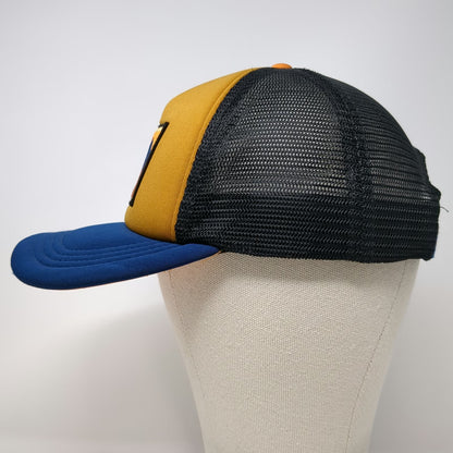 KAVU Trucker Hat Yellow Blue Black One Size Mountain Patch Snapback Foam Front