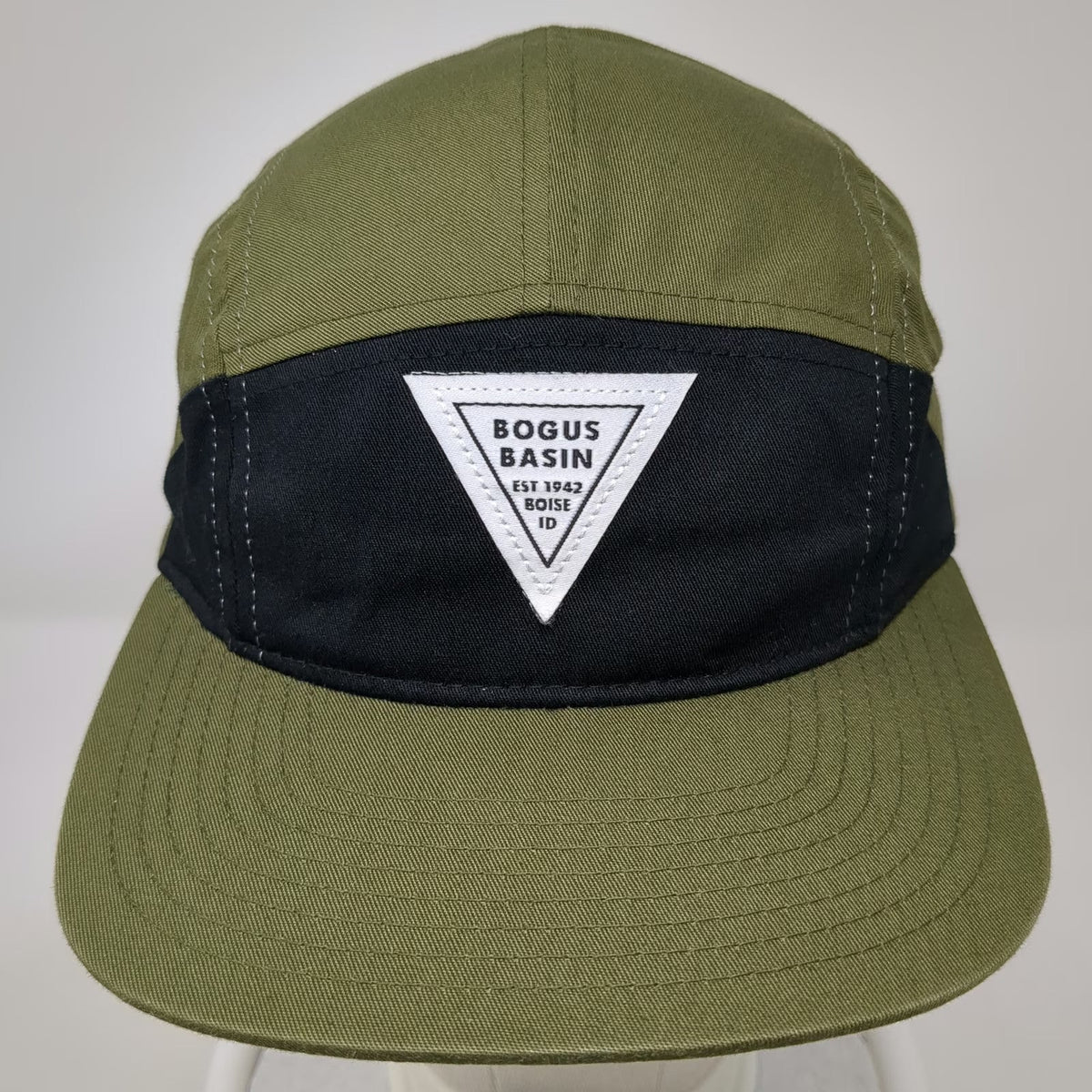 Bogus Basin Boise Idaho 5 Panel Green One Size Hat Leather Strapback Ski Resort